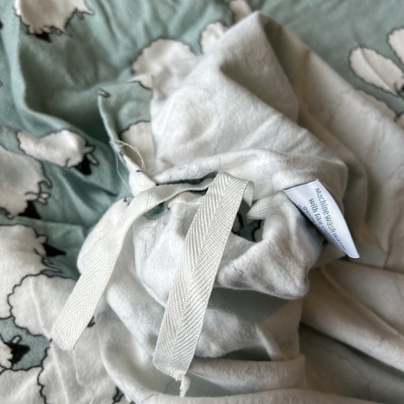 Cuddledown Twin Duvet Cover Flannel Kids Sheep Print Teal + Standard Pillow Case - Picture 3 of 10